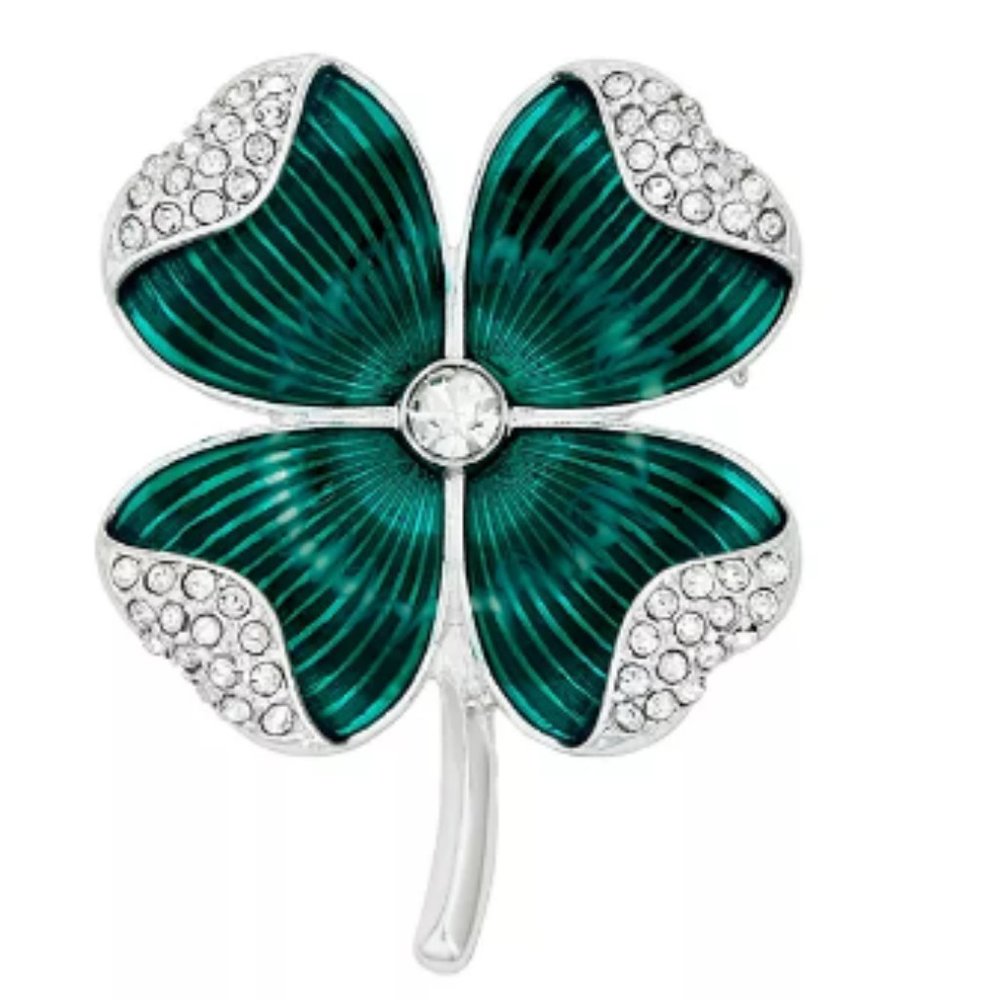 Napier Silver-Tone Four-Leaf Clover Pin
